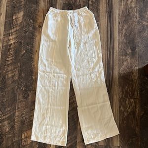 Zara beige drawstring wide-leg pants XS